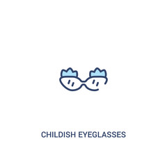 childish eyeglasses concept 2 colored icon. simple line element illustration. outline blue childish eyeglasses symbol. can be used for web and mobile ui/ux.