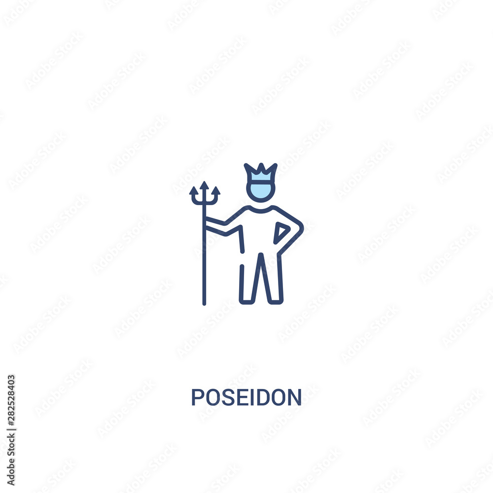 Poster poseidon concept 2 colored icon. simple line element illustration. outline blue poseidon symbol. can