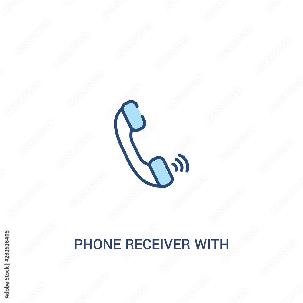 Poster phone receiver with concept 2 colored icon. simple line element illustration. outline blue phone rec