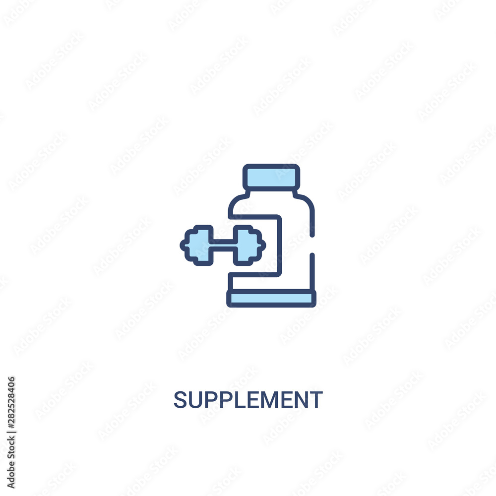 Poster supplement concept 2 colored icon. simple line element illustration. outline blue supplement symbol.