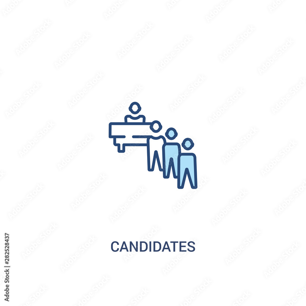Poster candidates concept 2 colored icon. simple line element illustration. outline blue candidates symbol.