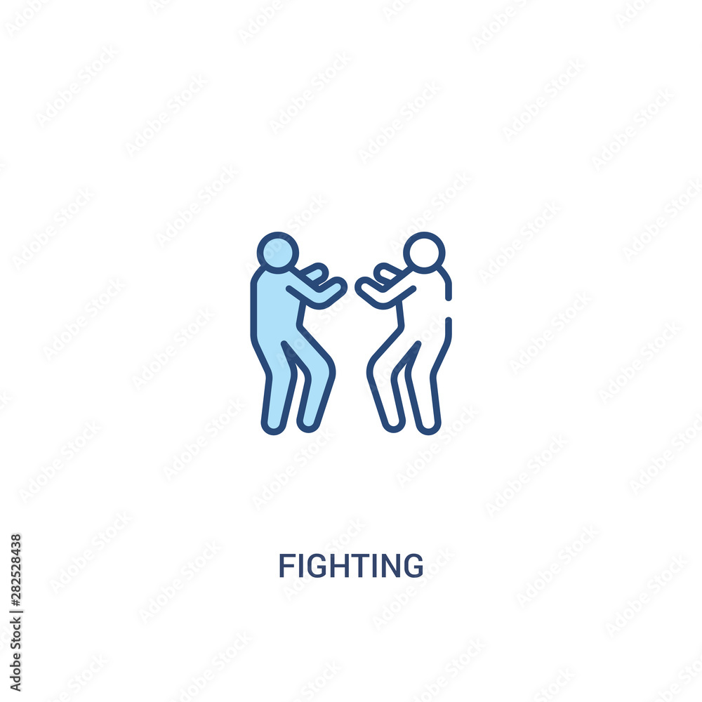 Aufkleber fighting concept 2 colored icon. simple line element illustration. outline blue fighting symbol. can