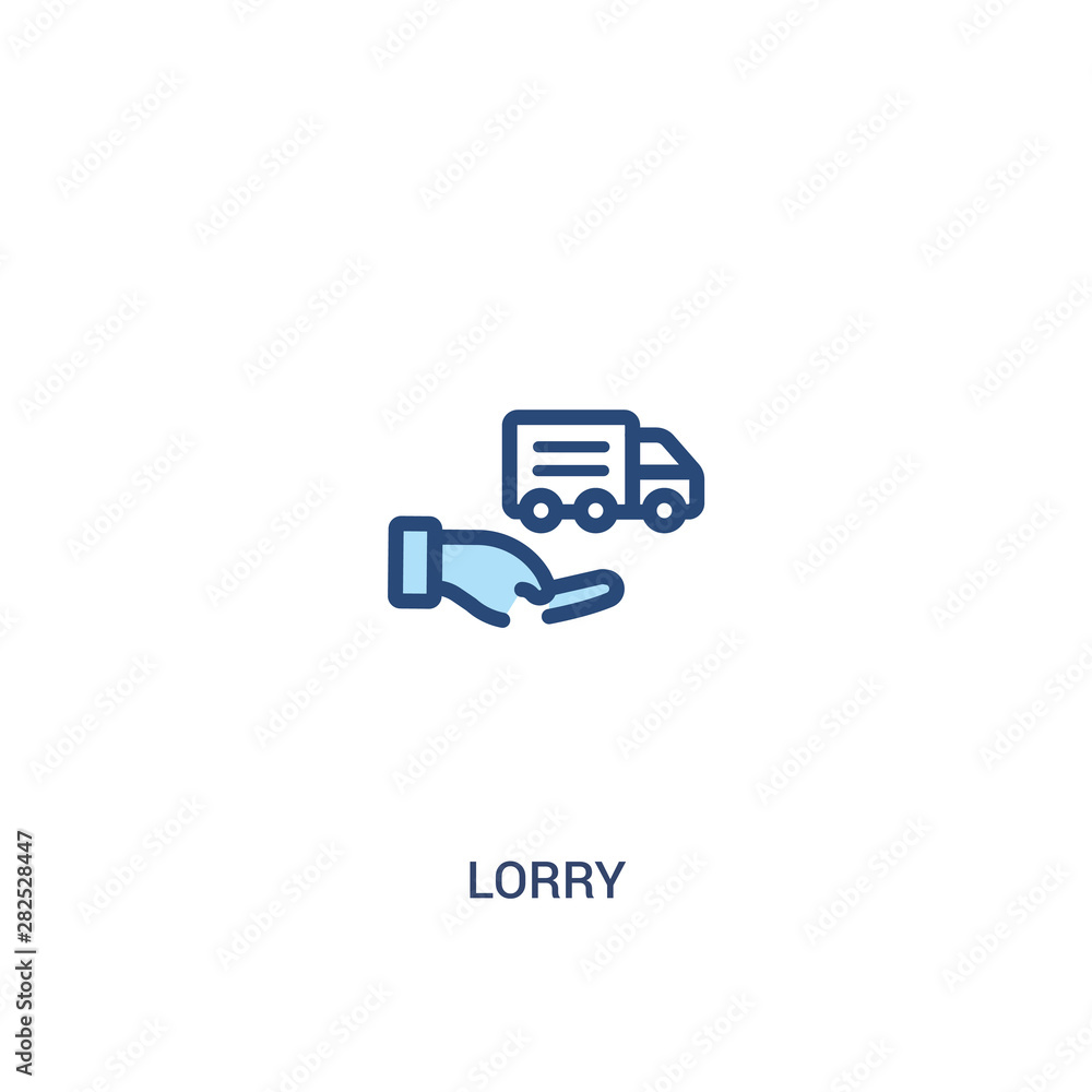Poster lorry concept 2 colored icon. simple line element illustration. outline blue lorry symbol. can be us