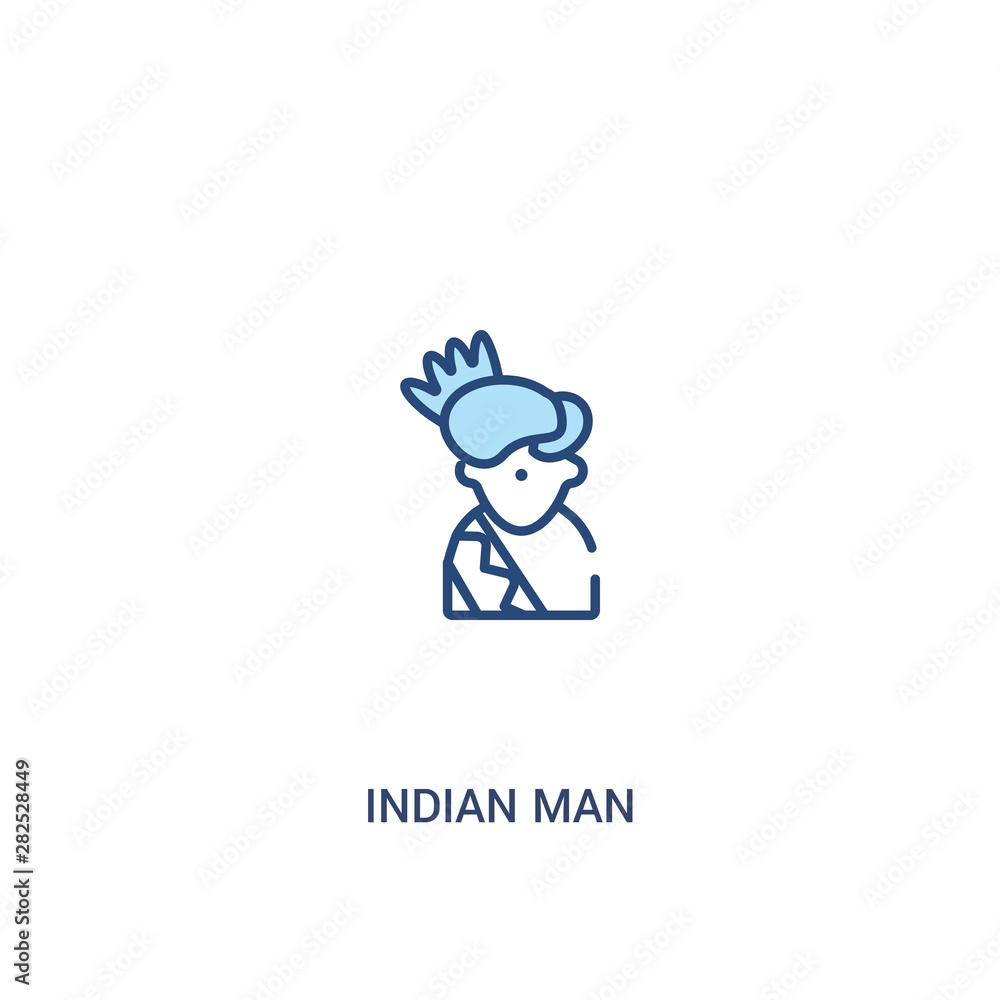 Poster indian man concept 2 colored icon. simple line element illustration. outline blue indian man symbol.