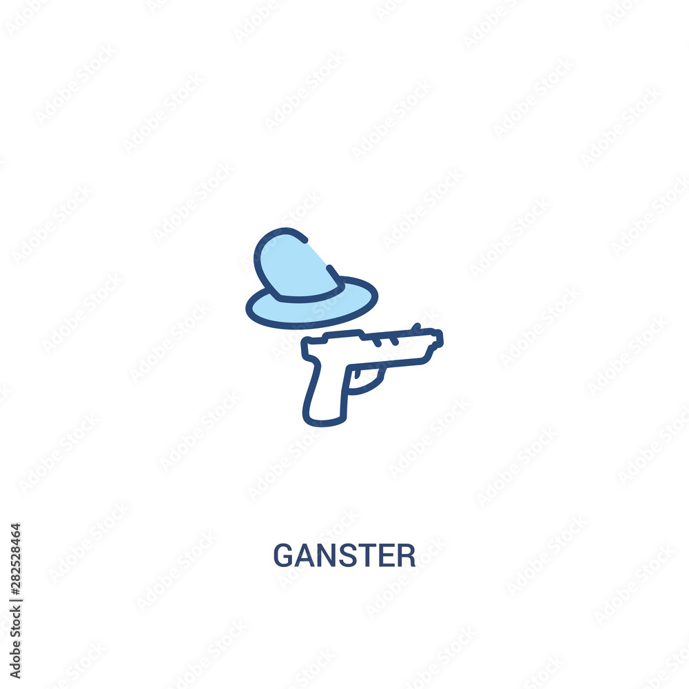 Poster ganster concept 2 colored icon. simple line element illustration. outline blue ganster symbol. can b