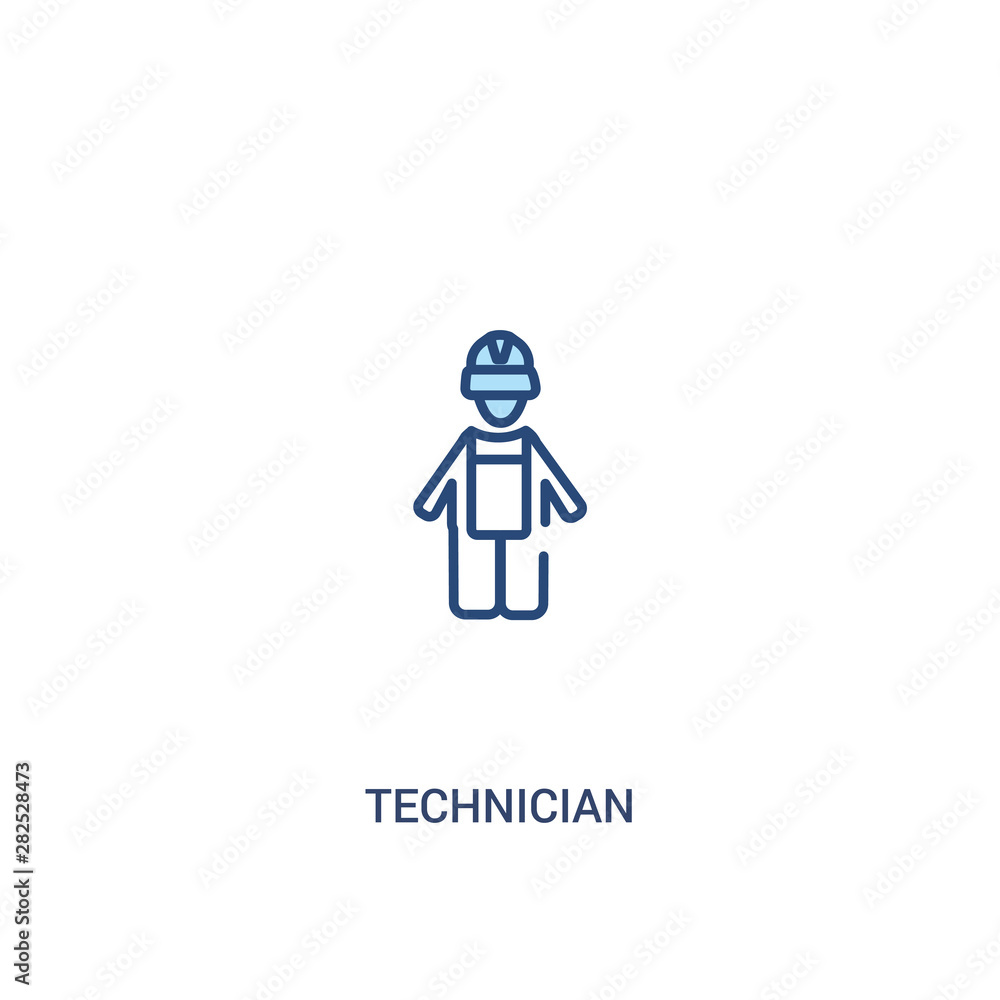 Aufkleber technician concept 2 colored icon. simple line element illustration. outline blue technician symbol.