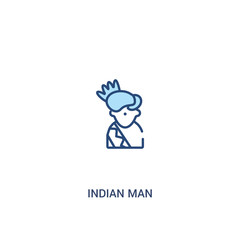 indian man concept 2 colored icon. simple line element illustration. outline blue indian man symbol. can be used for web and mobile ui/ux.