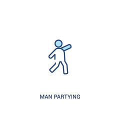 man partying concept 2 colored icon. simple line element illustration. outline blue man partying symbol. can be used for web and mobile ui/ux.