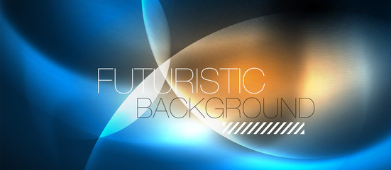Blue neon bubbles and circles abstract background, futuristic magic techno design