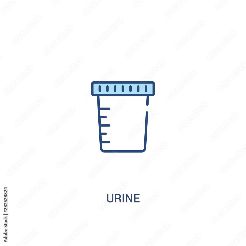 Poster urine concept 2 colored icon. simple line element illustration. outline blue urine symbol. can be us