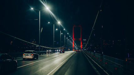 The night view of Bosphorus Bridge, Fatih Sultan Mehmet, Istanbul