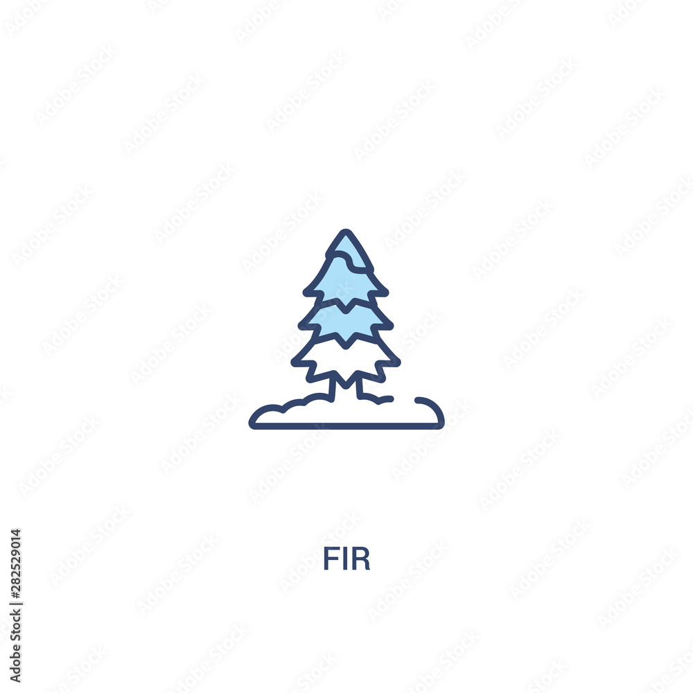 Poster fir concept 2 colored icon. simple line element illustration. outline blue fir symbol. can be used f