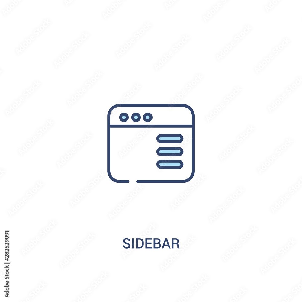 Poster sidebar concept 2 colored icon. simple line element illustration. outline blue sidebar symbol. can b