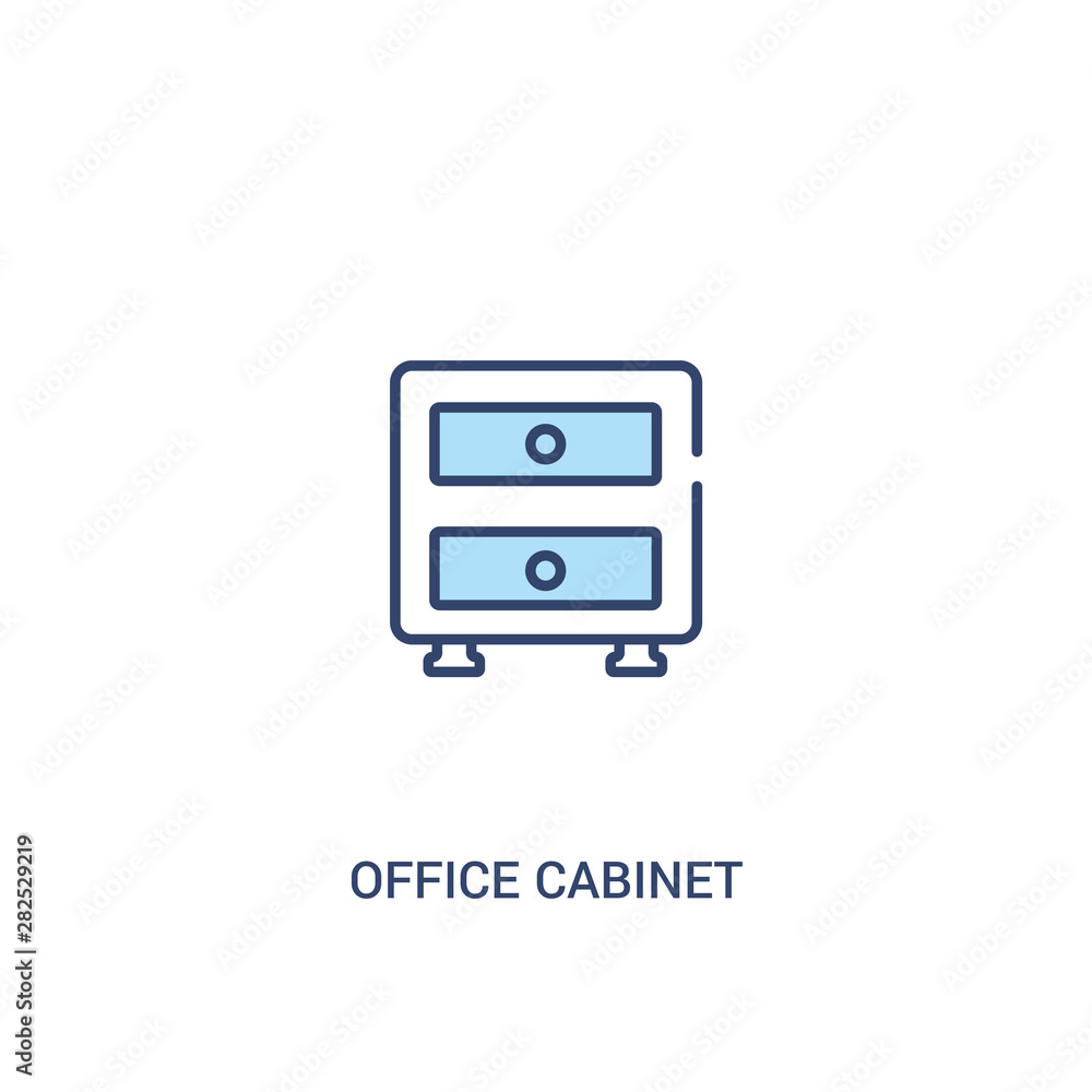 Poster office cabinet concept 2 colored icon. simple line element illustration. outline blue office cabinet