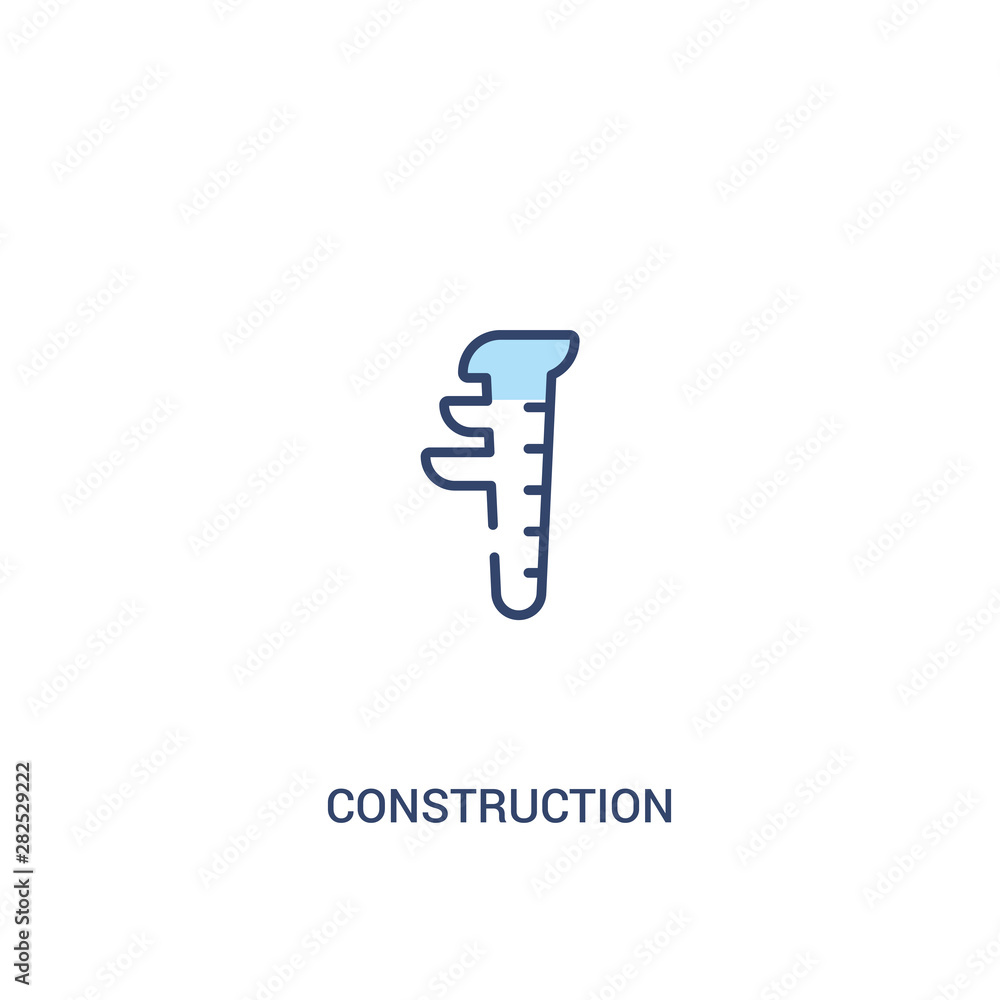 Poster construction concept 2 colored icon. simple line element illustration. outline blue construction sym