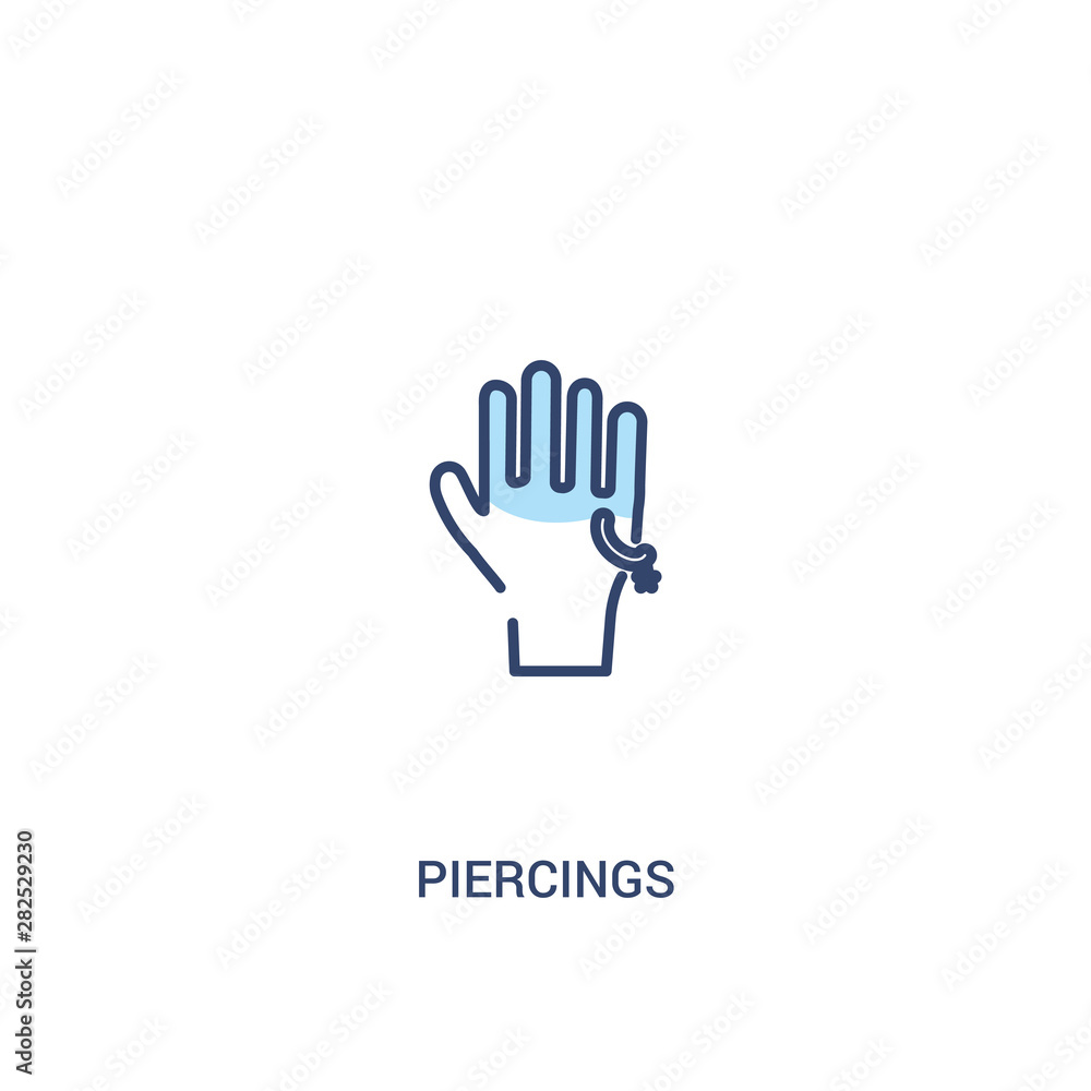 Poster piercings concept 2 colored icon. simple line element illustration. outline blue piercings symbol. c