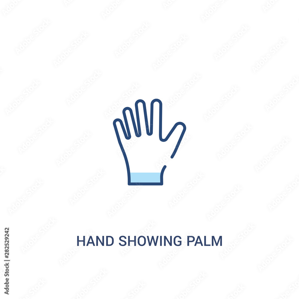 Aufkleber hand showing palm concept 2 colored icon. simple line element illustration. outline blue hand showin