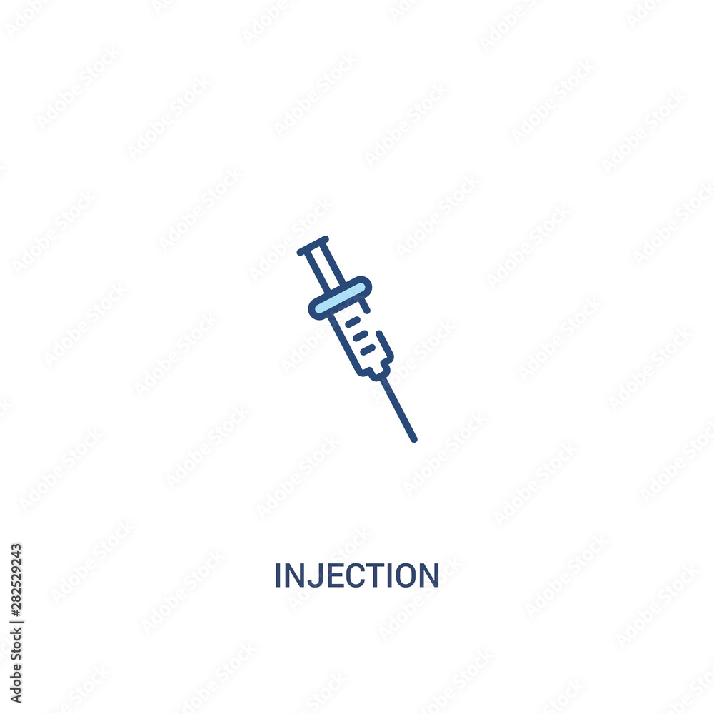 Poster injection concept 2 colored icon. simple line element illustration. outline blue injection symbol. c