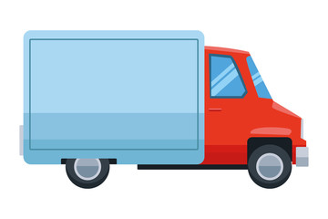 Delivery van with container vehicle cartoon