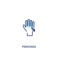 Fototapeta na wymiar piercings concept 2 colored icon. simple line element illustration. outline blue piercings symbol. can be used for web and mobile ui/ux.