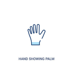 Obraz premium hand showing palm concept 2 colored icon. simple line element illustration. outline blue hand showing palm symbol. can be used for web and mobile ui/ux.