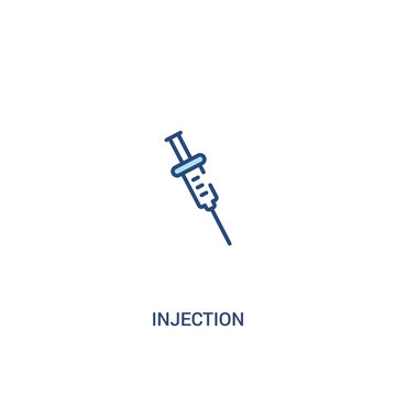 injection concept 2 colored icon. simple line element illustration. outline blue injection symbol. can be used for web and mobile ui/ux.