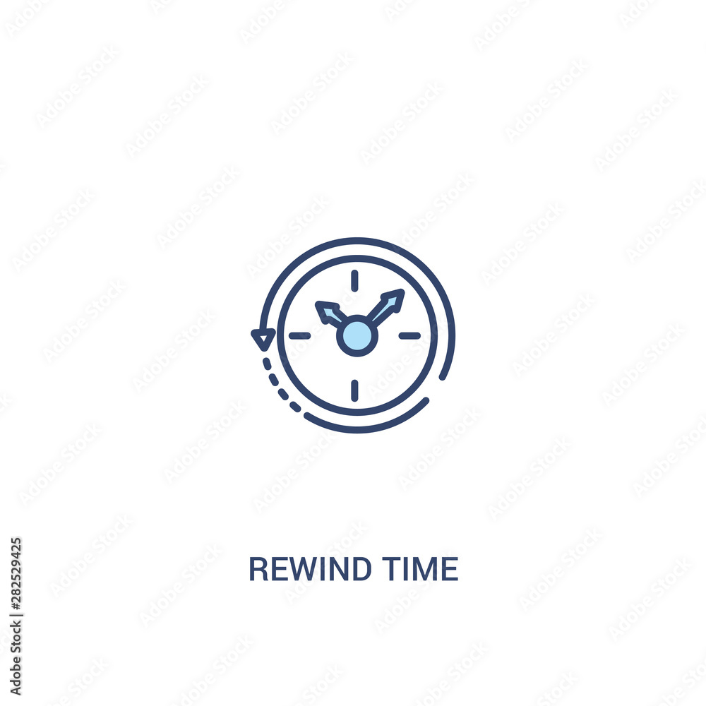 Poster rewind time concept 2 colored icon. simple line element illustration. outline blue rewind time symbo