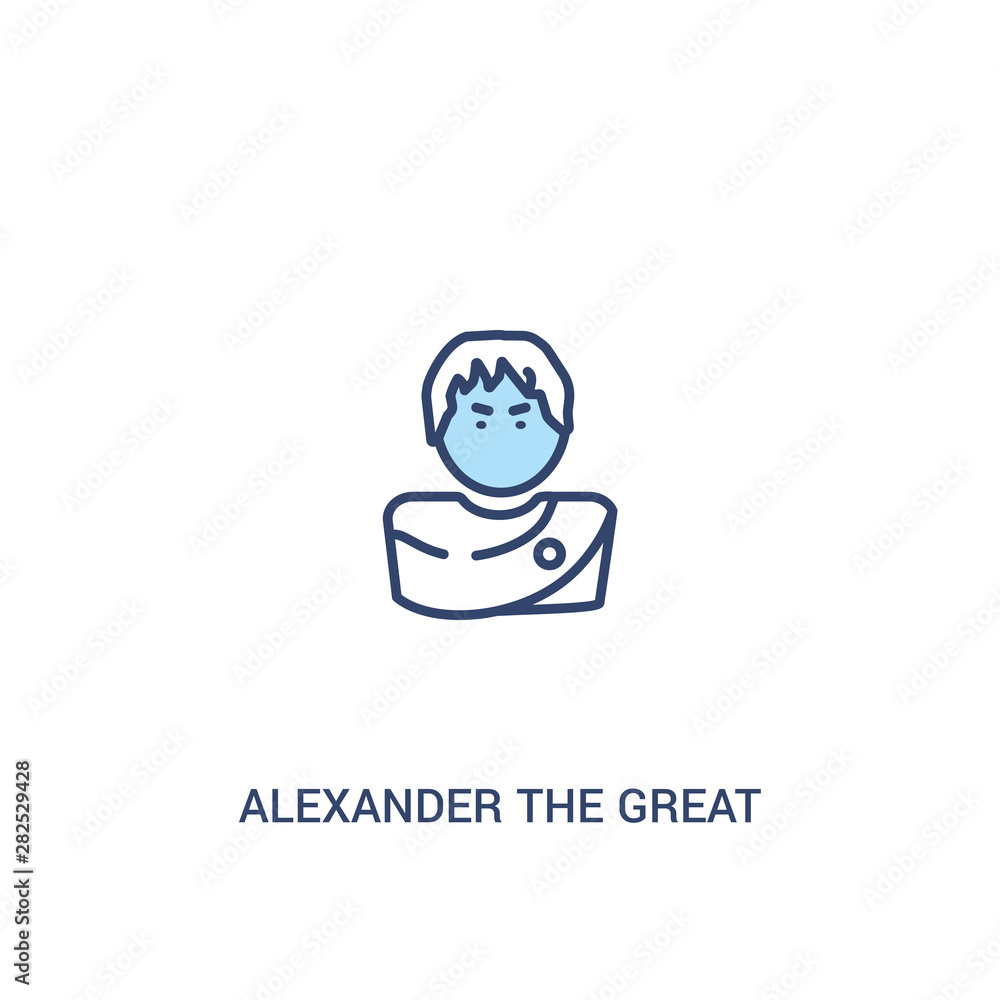 Aufkleber alexander the great concept 2 colored icon. simple line element illustration. outline blue alexander