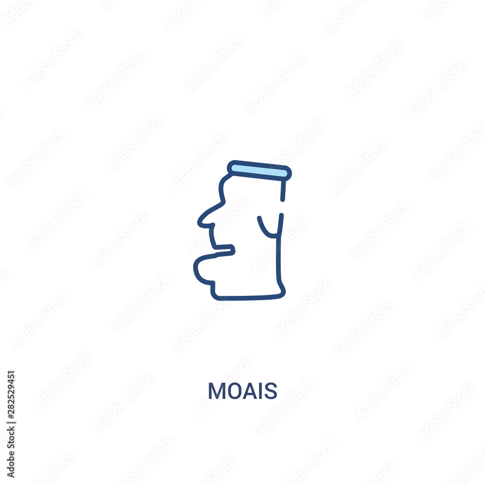Aufkleber moais concept 2 colored icon. simple line element illustration. outline blue moais symbol. can be us