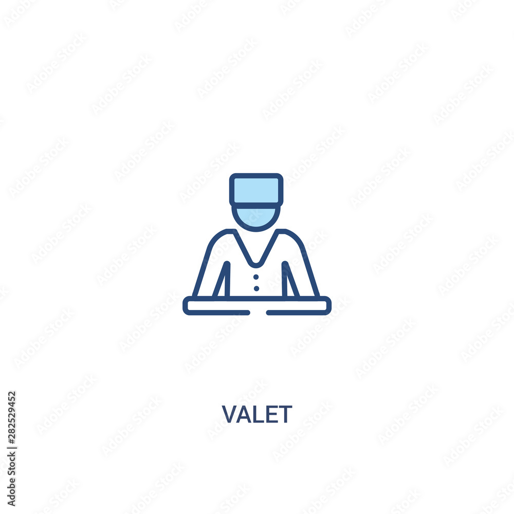 Aufkleber valet concept 2 colored icon. simple line element illustration. outline blue valet symbol. can be us