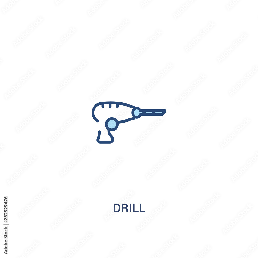 Poster drill concept 2 colored icon. simple line element illustration. outline blue drill symbol. can be us