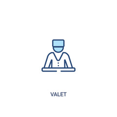 valet concept 2 colored icon. simple line element illustration. outline blue valet symbol. can be used for web and mobile ui/ux.