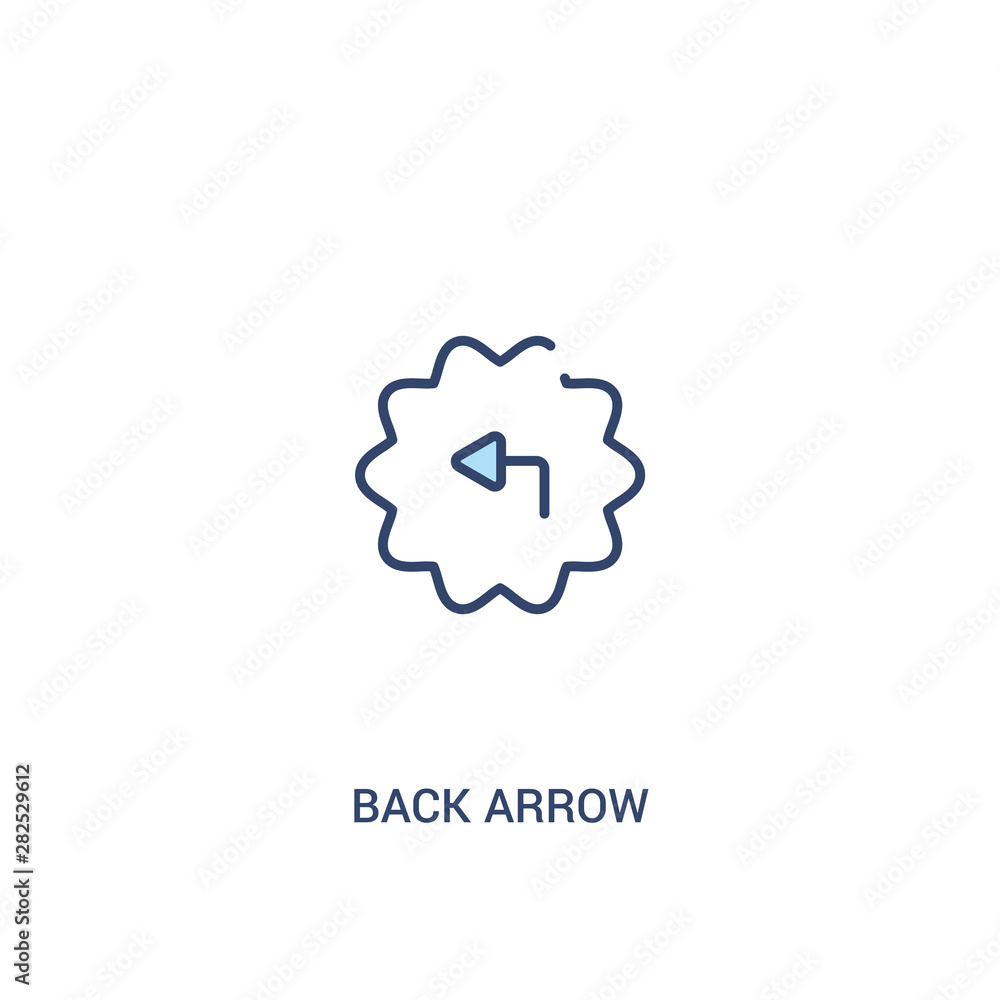Poster back arrow concept 2 colored icon. simple line element illustration. outline blue back arrow symbol.