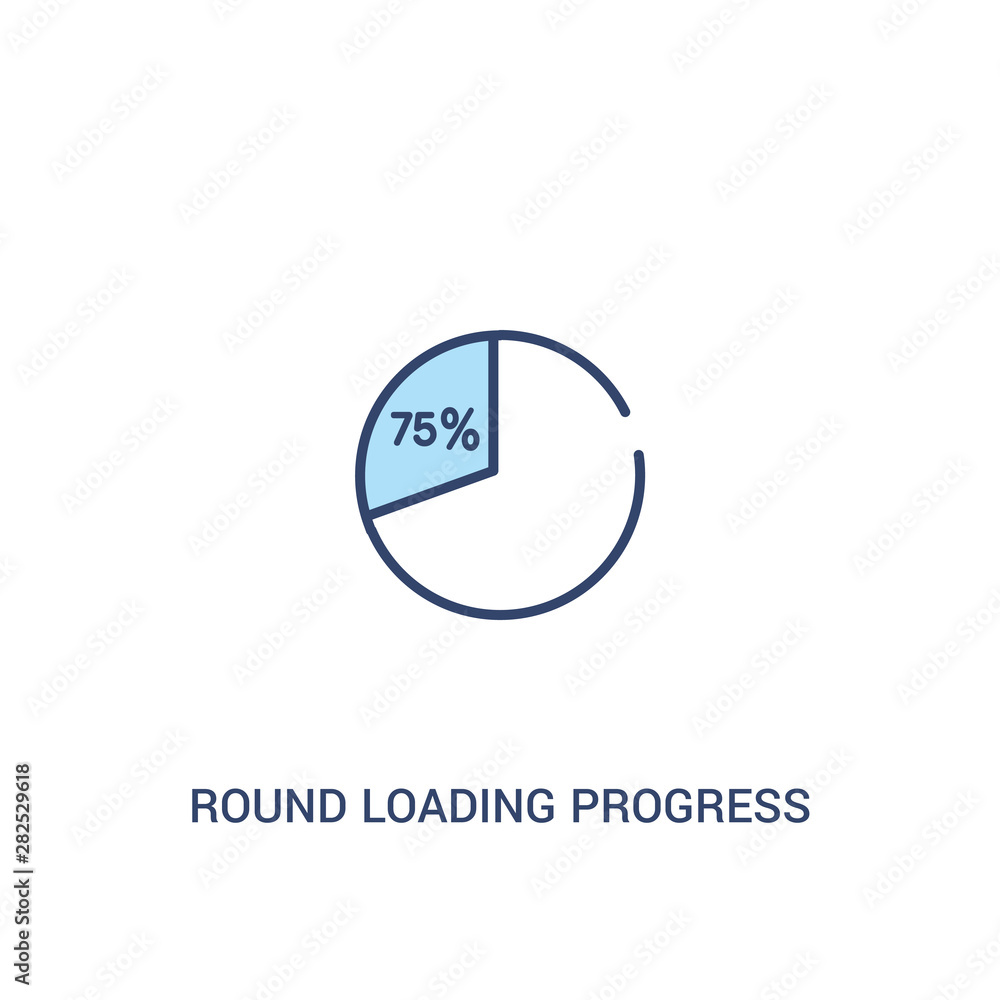 Poster round loading progress concept 2 colored icon. simple line element illustration. outline blue round 