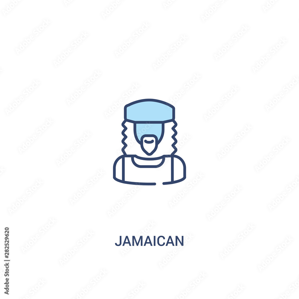 Poster jamaican concept 2 colored icon. simple line element illustration. outline blue jamaican symbol. can