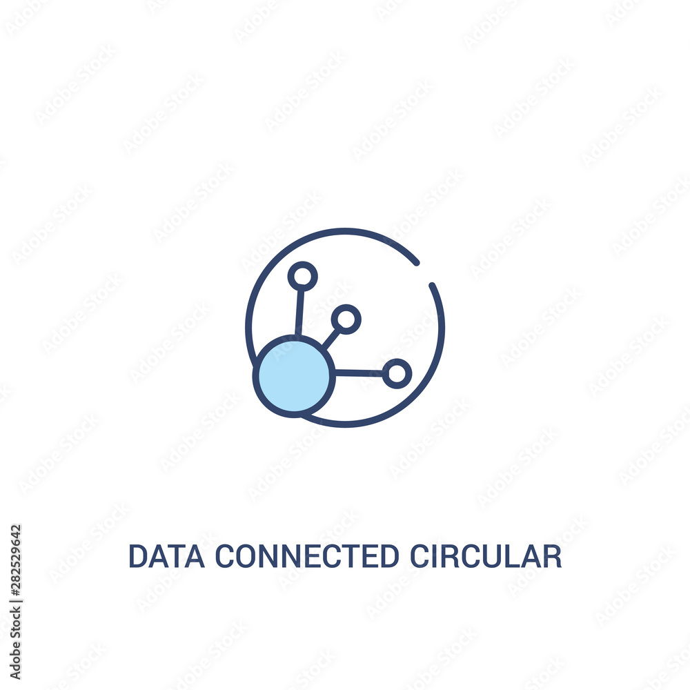Poster data connected circular interface concept 2 colored icon. simple line element illustration. outline 