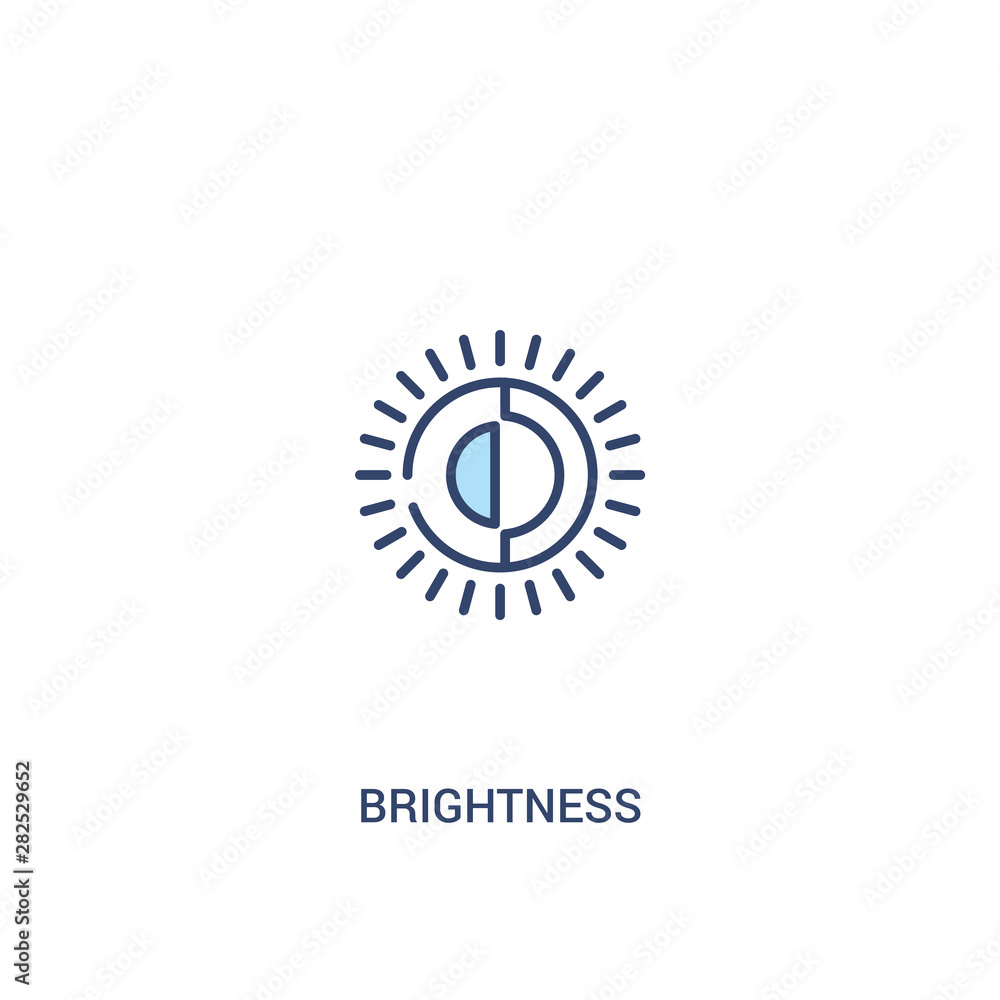 Poster brightness concept 2 colored icon. simple line element illustration. outline blue brightness symbol.