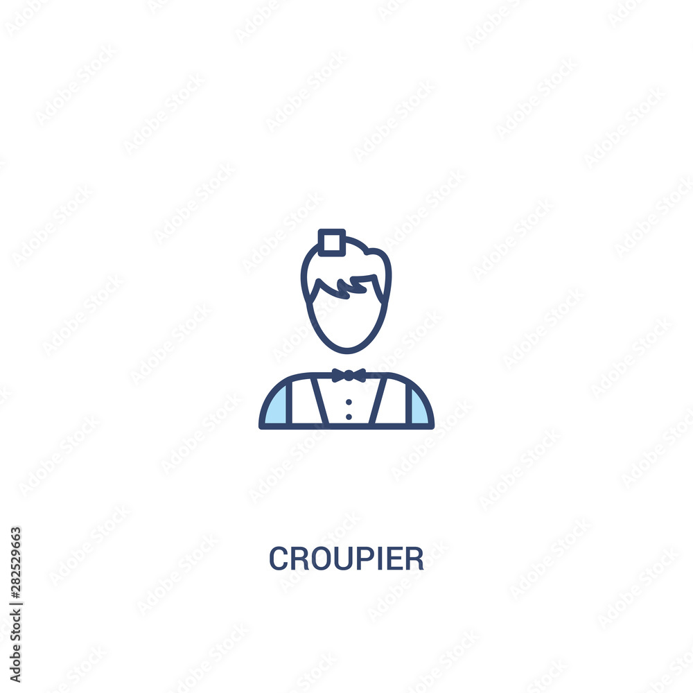 Aufkleber croupier concept 2 colored icon. simple line element illustration. outline blue croupier symbol. can
