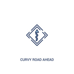 Obraz premium curvy road ahead concept 2 colored icon. simple line element illustration. outline blue curvy road ahead symbol. can be used for web and mobile ui/ux.