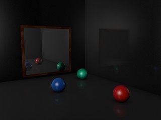 Balls in front the mirror. 3d render