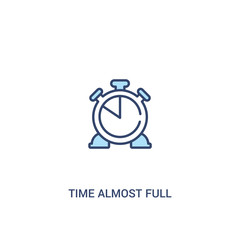 time almost full concept 2 colored icon. simple line element illustration. outline blue time almost full symbol. can be used for web and mobile ui/ux.