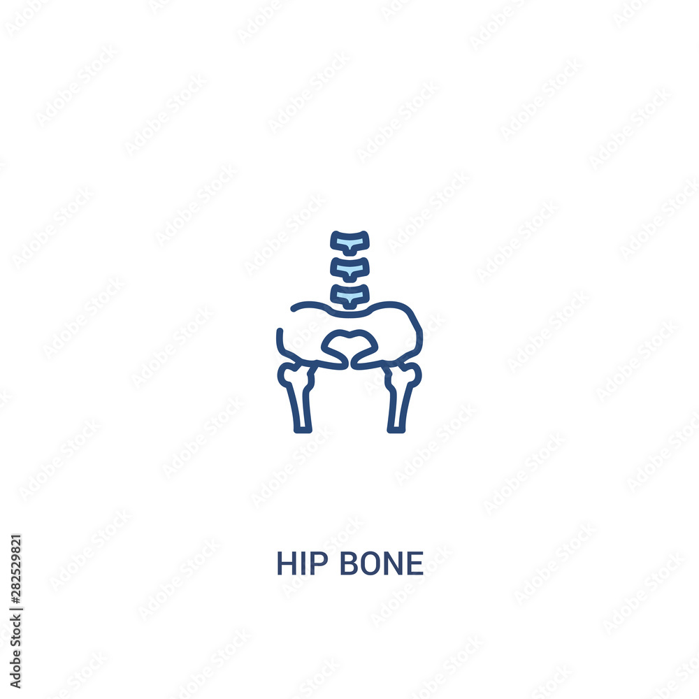 Poster hip bone concept 2 colored icon. simple line element illustration. outline blue hip bone symbol. can