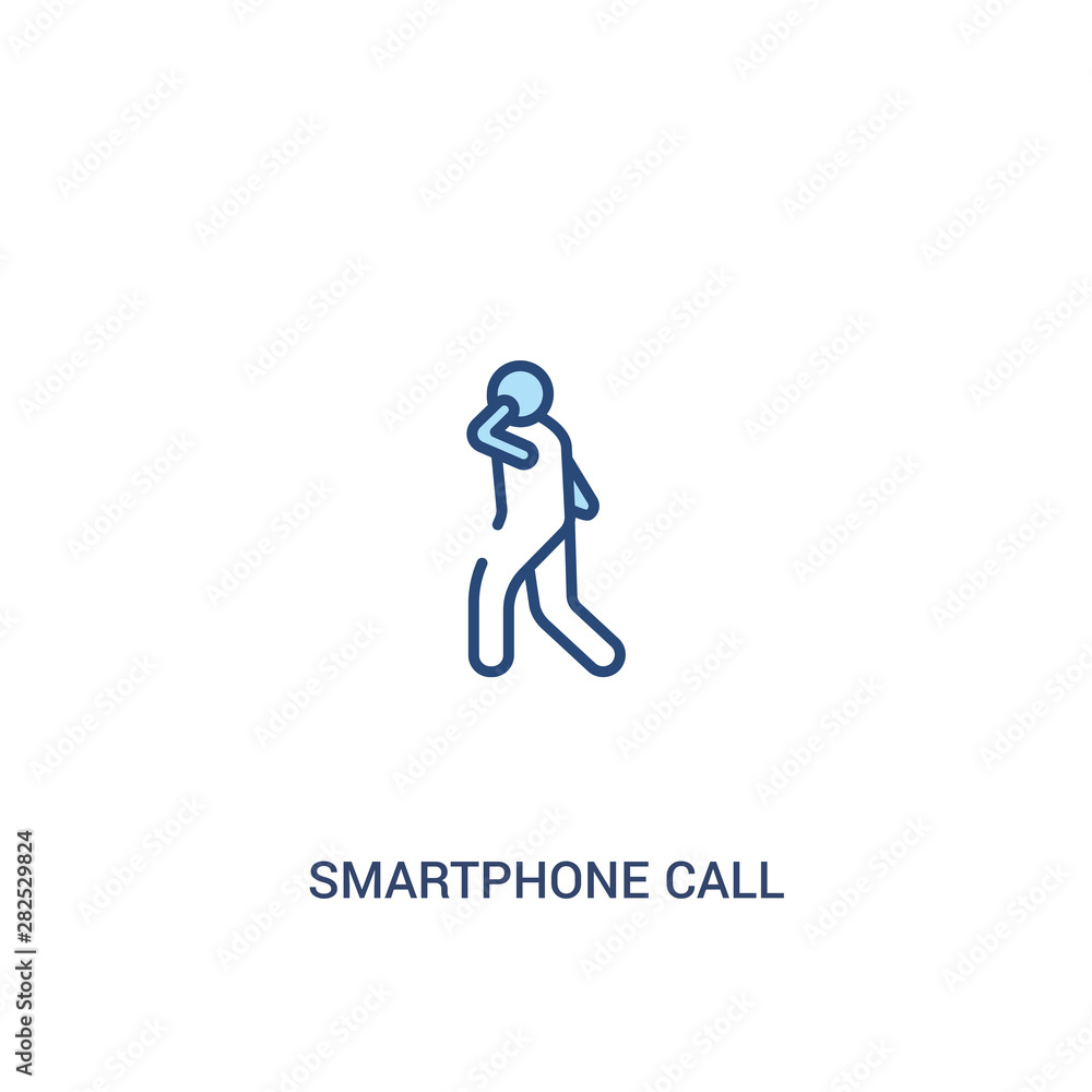 Poster smartphone call concept 2 colored icon. simple line element illustration. outline blue smartphone ca