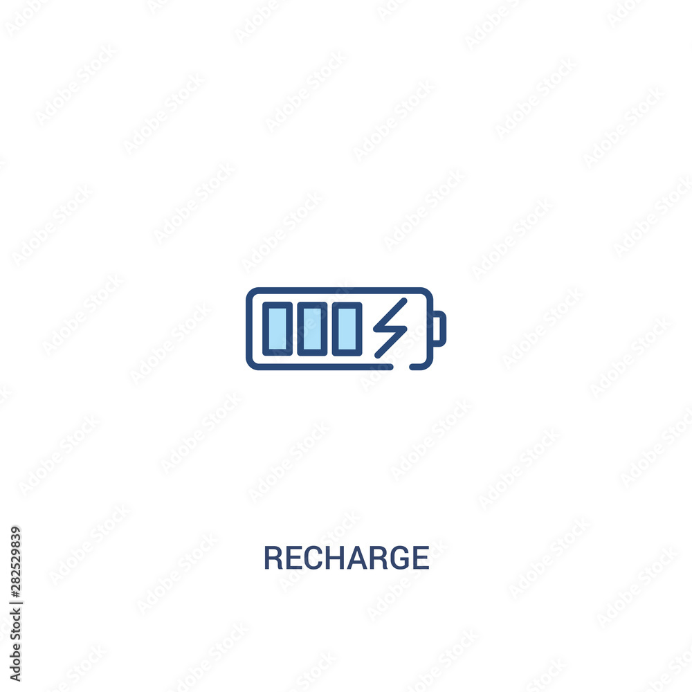 Aufkleber recharge concept 2 colored icon. simple line element illustration. outline blue recharge symbol. can
