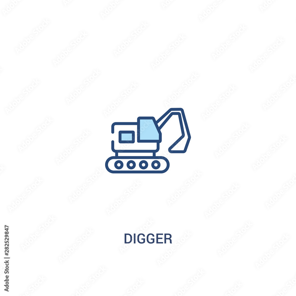 Poster digger concept 2 colored icon. simple line element illustration. outline blue digger symbol. can be 