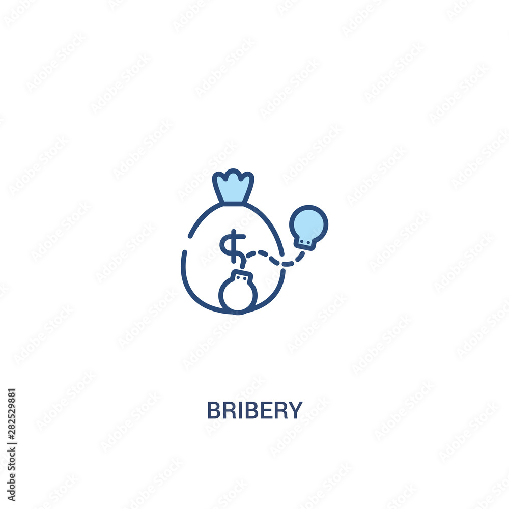Poster bribery concept 2 colored icon. simple line element illustration. outline blue bribery symbol. can b