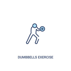 dumbbells exercise concept 2 colored icon. simple line element illustration. outline blue dumbbells exercise symbol. can be used for web and mobile ui/ux.