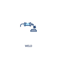 weld concept 2 colored icon. simple line element illustration. outline blue weld symbol. can be used for web and mobile ui/ux.