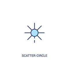 scatter circle concept 2 colored icon. simple line element illustration. outline blue scatter circle symbol. can be used for web and mobile ui/ux.