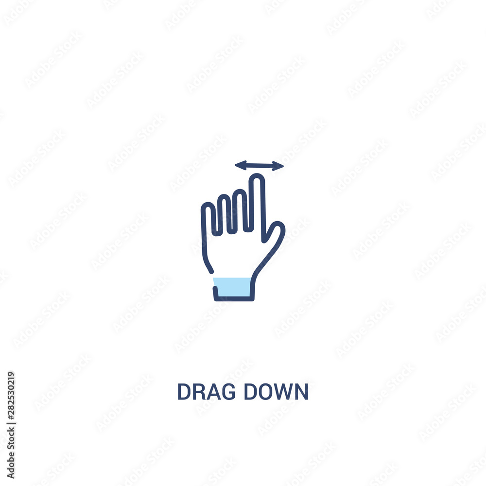 Poster drag down concept 2 colored icon. simple line element illustration. outline blue drag down symbol. c